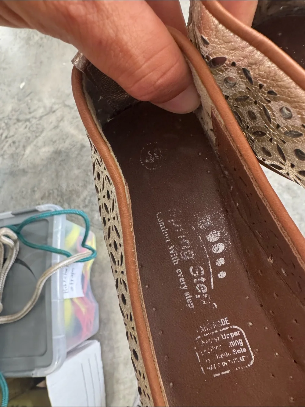 Spring Step Metallic Gold Laser-Cut Slip-On Loafers